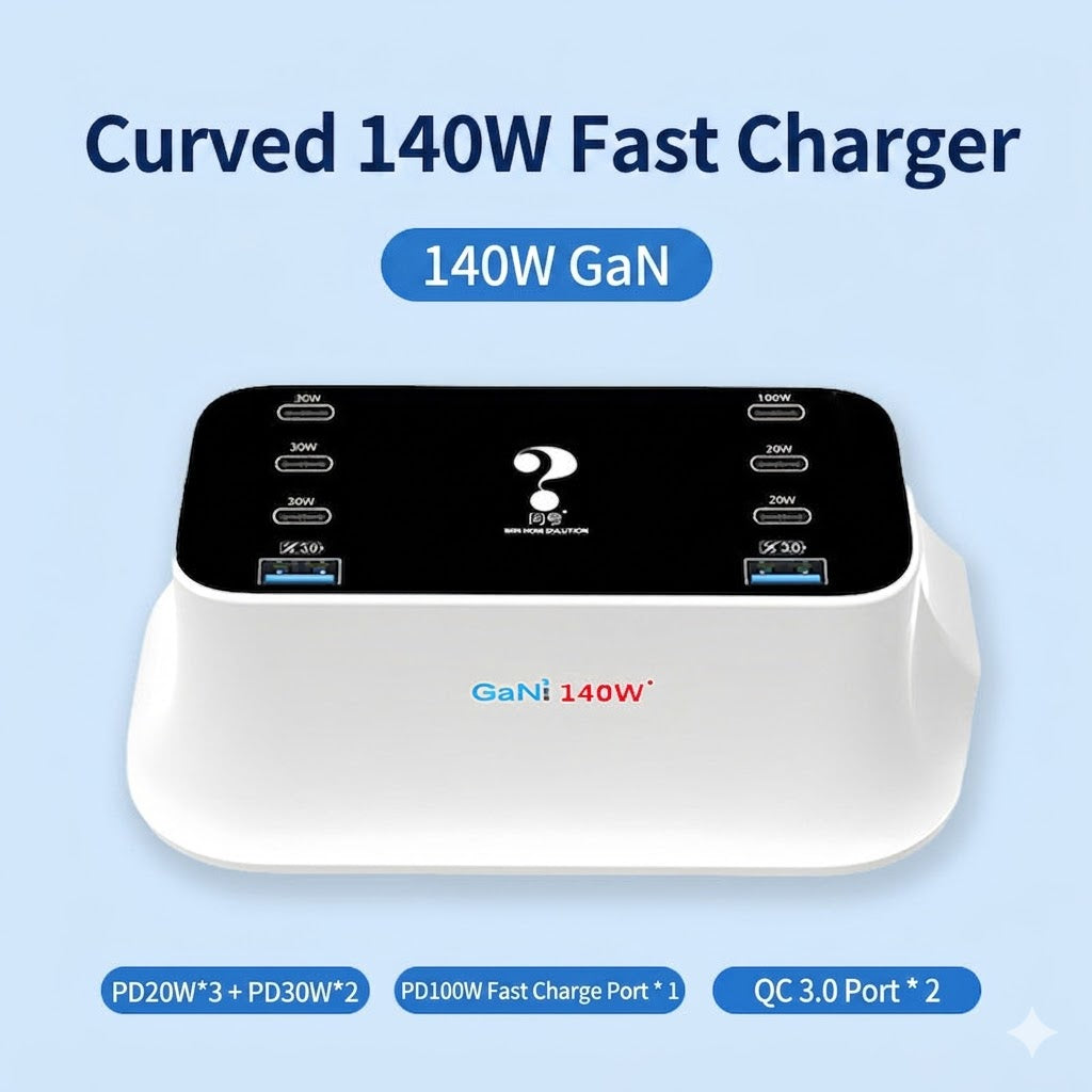 8-Port USB Charging Station | 55W-140W Fast Charger Hub