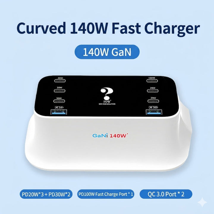 8-Port USB Charging Station | 55W-140W Fast Charger Hub