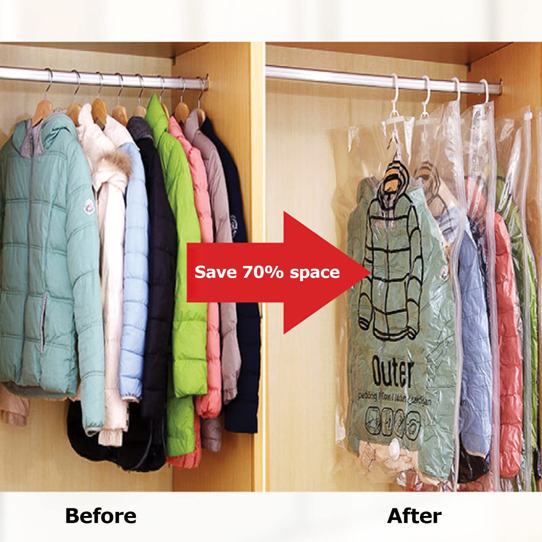 Hanging Vacuum Storage Bags: Heavy - Duty Space - Saver System for Coats &amp; Jackets - Velloraco