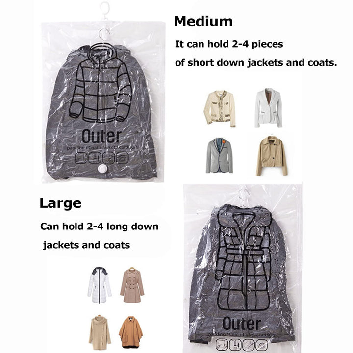 Hanging Vacuum Storage Bags: Heavy - Duty Space - Saver System for Coats &amp; Jackets - Velloraco