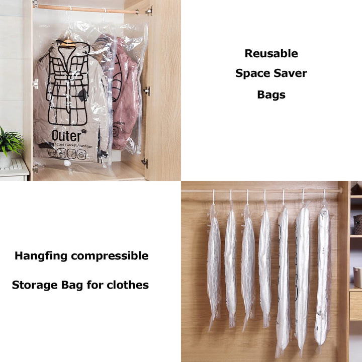 Hanging Vacuum Storage Bags: Heavy - Duty Space - Saver System for Coats &amp; Jackets - Velloraco