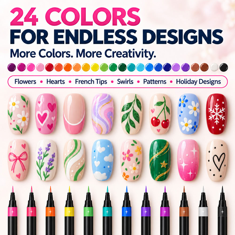 💅🎨 40% OFF! 24-Color Dual-Tip Nail Art Pens ✨ DIY Your Own Halloween, Christmas &amp; Everyday Nail Designs 🎃🎄