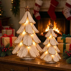 Vintage Lighted Christmas Tree Figurine – Warm Glow, Zero Setup