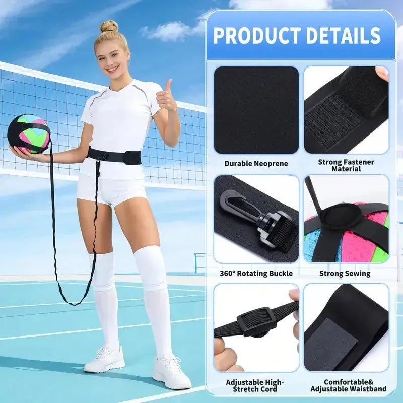 Solo Volleyball Trainer with Elastic Cord – Practice Bumps, Sets &amp; Serves Alone