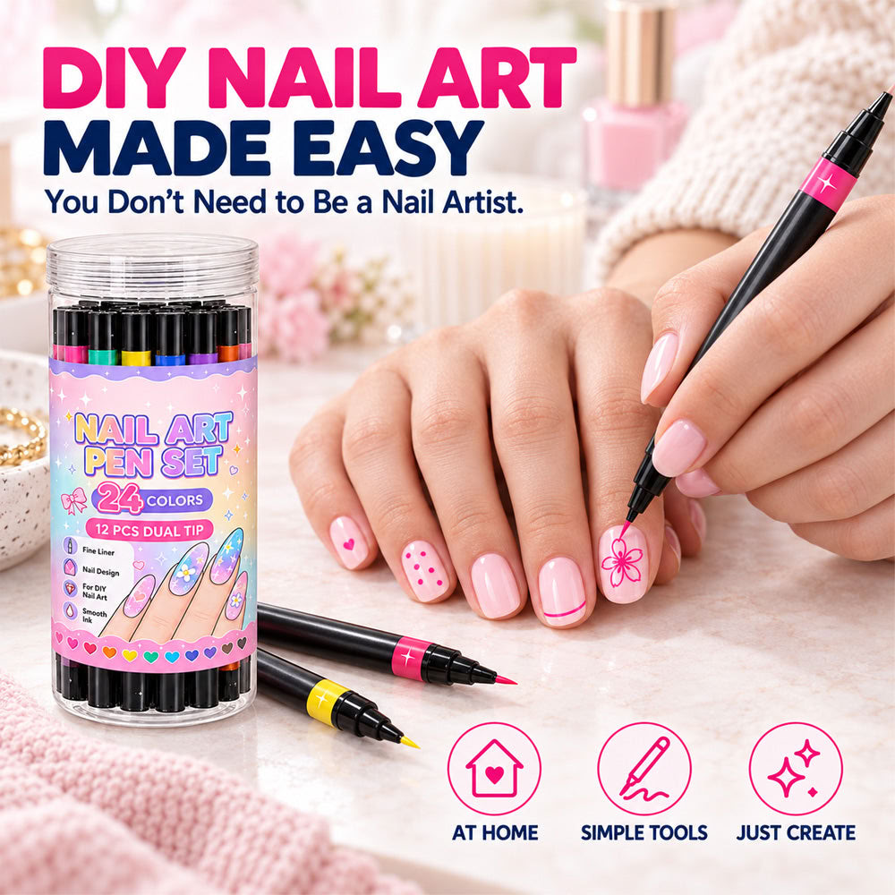 💅🎨 40% OFF! 24-Color Dual-Tip Nail Art Pens ✨ DIY Your Own Halloween, Christmas &amp; Everyday Nail Designs 🎃🎄