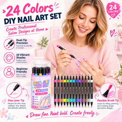 💅🎨 40% OFF! 24-Color Dual-Tip Nail Art Pens ✨ DIY Your Own Halloween, Christmas &amp; Everyday Nail Designs 🎃🎄