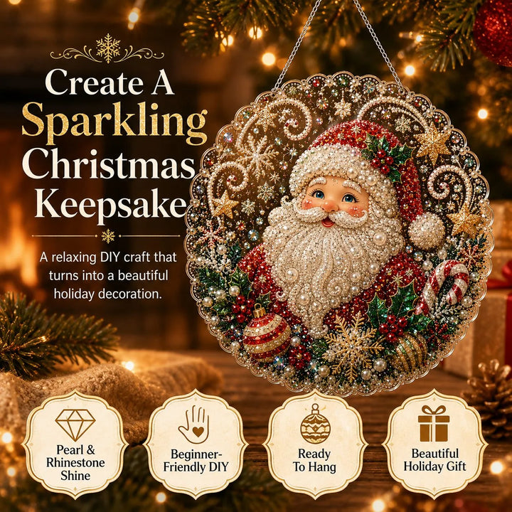 Christmas Pearl Diamond Art Suncatcher Kit – DIY Sparkling Ornament