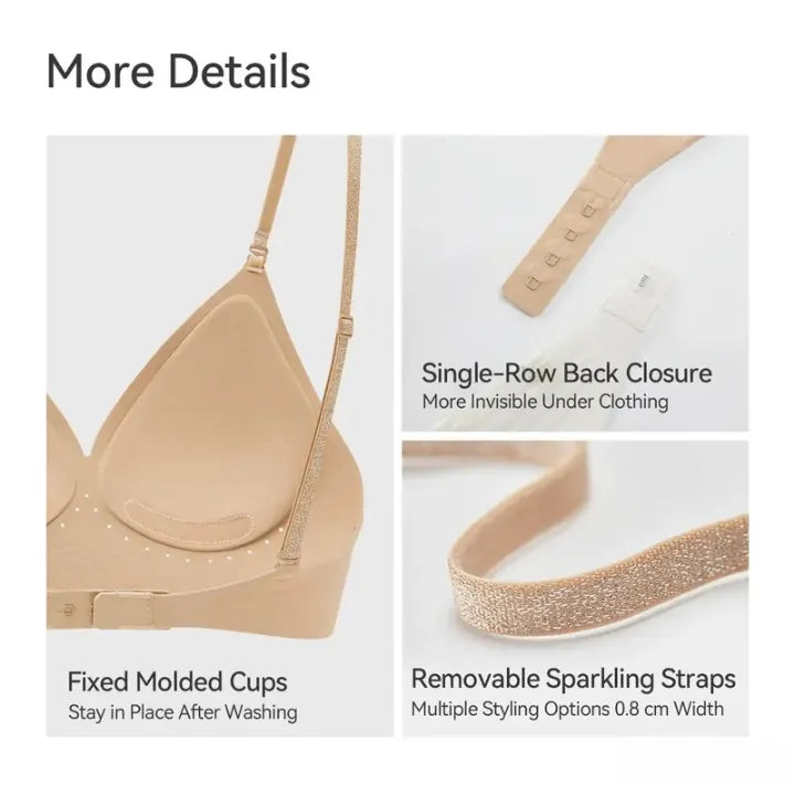 Deep V Wireless Backless Bra — Seamless, Convertible Straps, S–XL