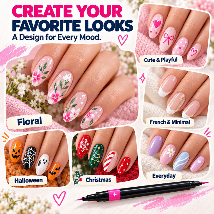 💅🎨 40% OFF! 24-Color Dual-Tip Nail Art Pens ✨ DIY Your Own Halloween, Christmas &amp; Everyday Nail Designs 🎃🎄