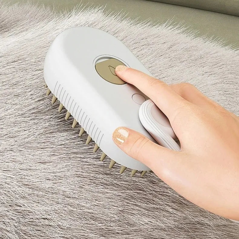 3-in-1 Pet Steam Brush – One-Click Spray Stops Flying Fur