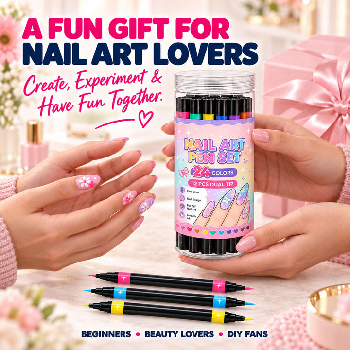 💅🎨 40% OFF! 24-Color Dual-Tip Nail Art Pens ✨ DIY Your Own Halloween, Christmas &amp; Everyday Nail Designs 🎃🎄