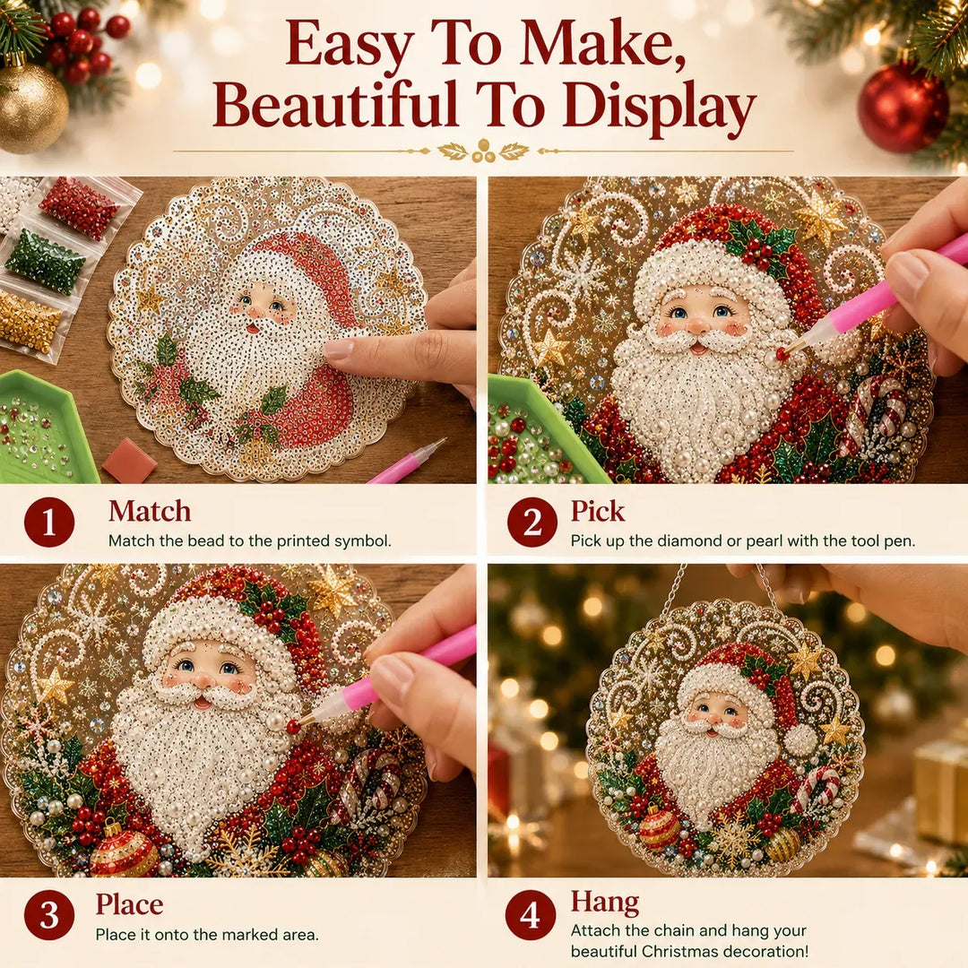Christmas Pearl Diamond Art Suncatcher Kit – DIY Sparkling Ornament