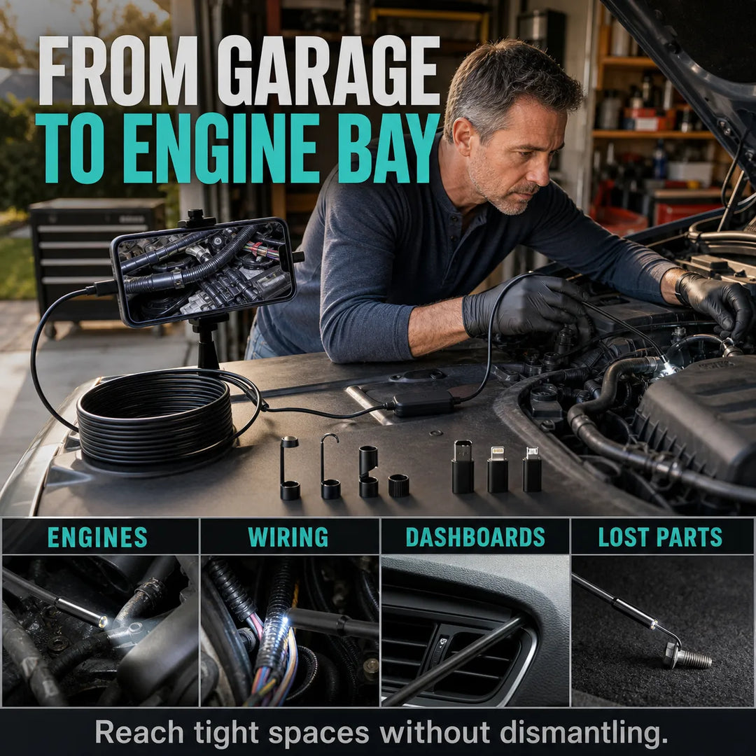 16.4ft HD Inspection Camera for iPhone &amp; Android – See Inside Walls, Drains &amp; Engines