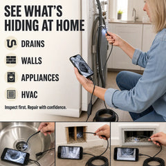 16.4ft HD Inspection Camera for iPhone &amp; Android – See Inside Walls, Drains &amp; Engines