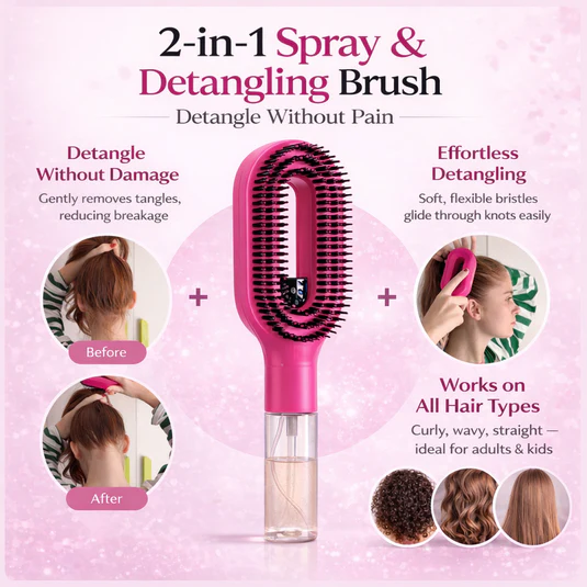 2-in-1 Spray Detangling Brush | Pain-Free Anti-Breakage