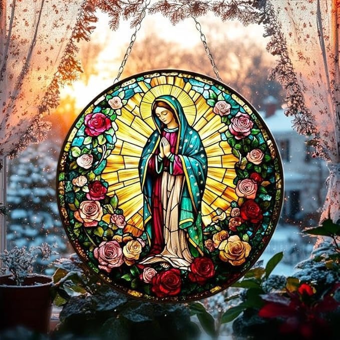 Lady of Guadalupe Stained Glass Suncatcher - Velloraco
