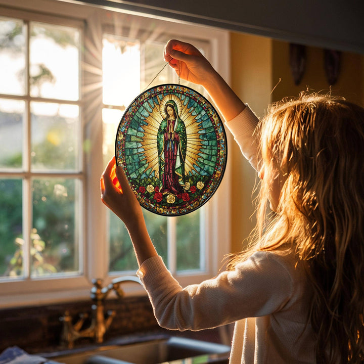 Lady of Guadalupe Stained Glass Suncatcher - Velloraco
