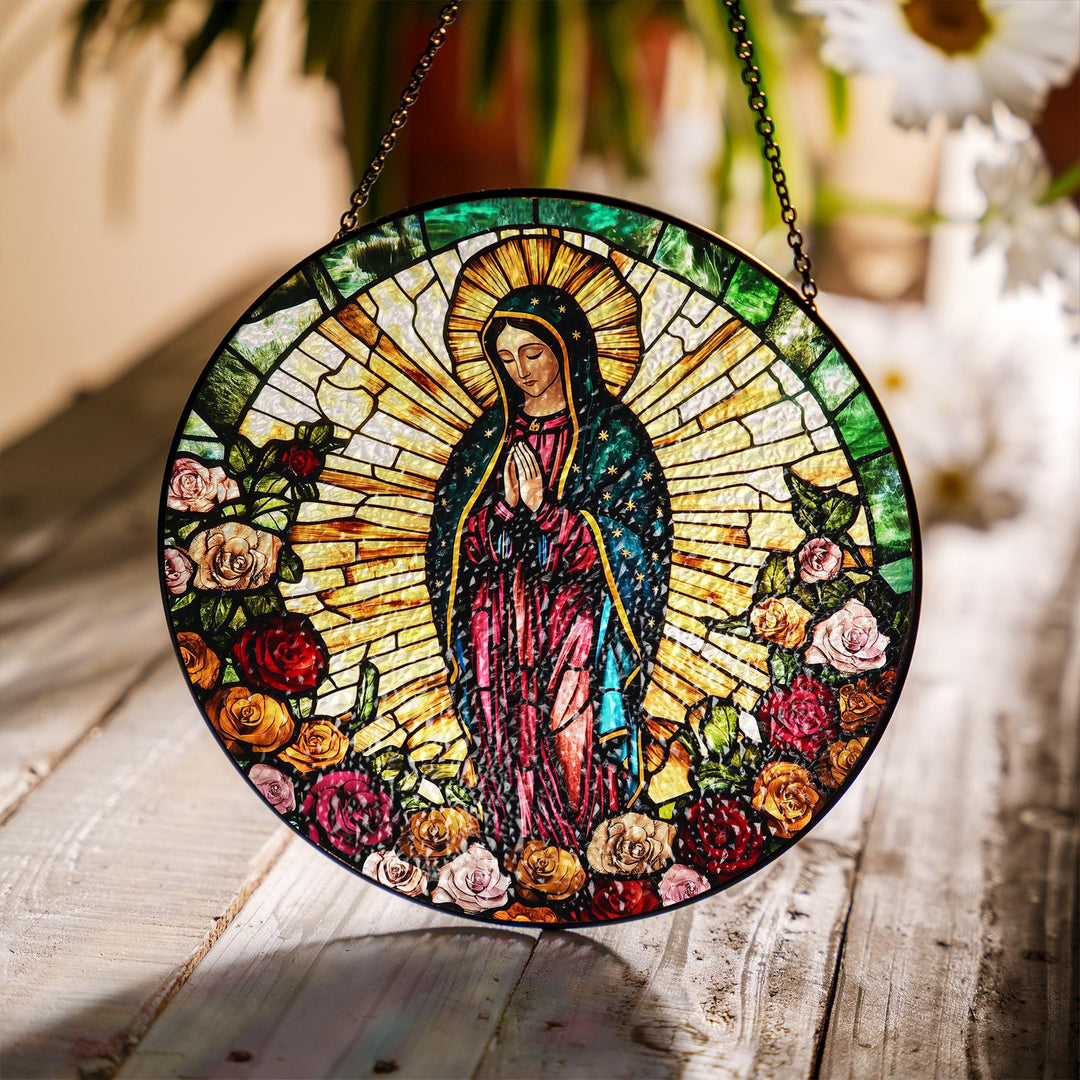 Lady of Guadalupe Stained Glass Suncatcher - Velloraco