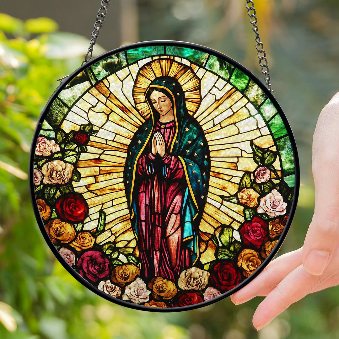 Lady of Guadalupe Stained Glass Suncatcher - Velloraco