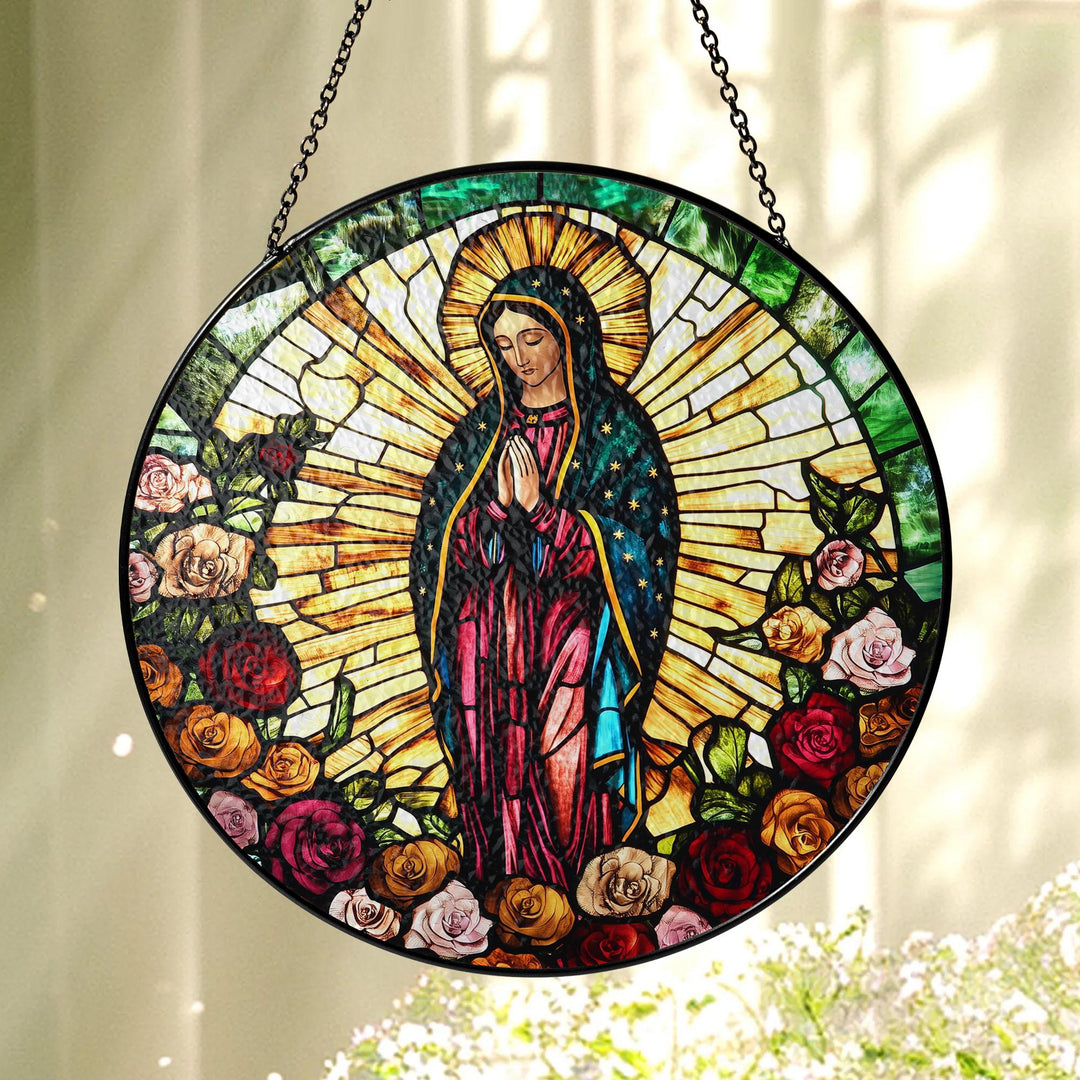 Lady of Guadalupe Stained Glass Suncatcher - Velloraco