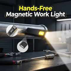 Magnetic Hands-Free Work Light - Dual Mode LED &amp; COB, Ultra-Light Clip