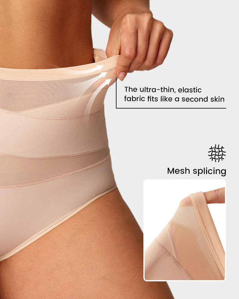 (Buy 1 Get 3)High-Waist Cross Tummy Control Panties – Plus-Size Friendly