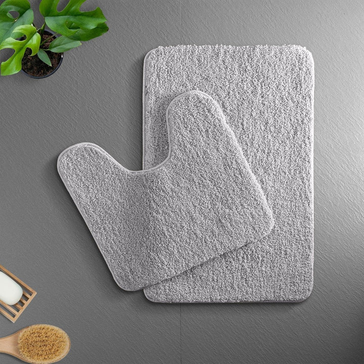 VeluSoft Plush Microfiber Bath Mat | Quick-Absorbing, Non-Slip Bathroom Rug for Comfort and Safety - Gray