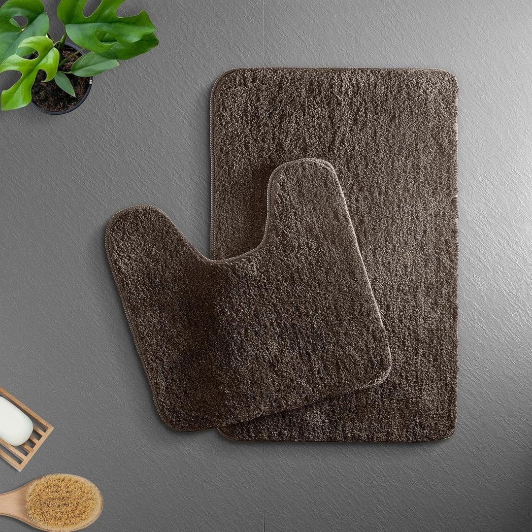 VeluSoft Plush Microfiber Bath Mat | Quick-Absorbing, Non-Slip Bathroom Rug for Comfort and Safety - Black Earth