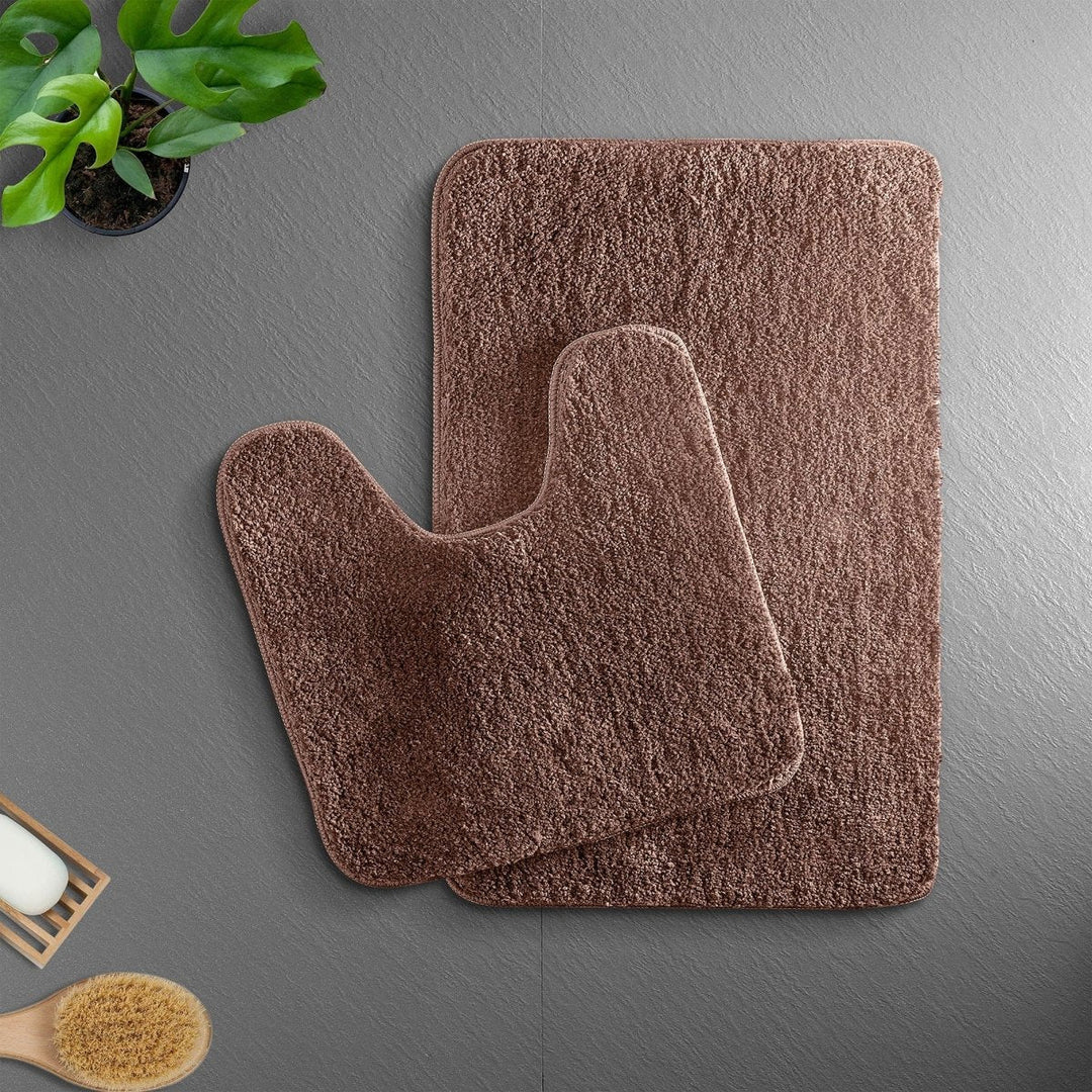 VeluSoft Plush Microfiber Bath Mat | Quick-Absorbing, Non-Slip Bathroom Rug for Comfort and Safety - Brown