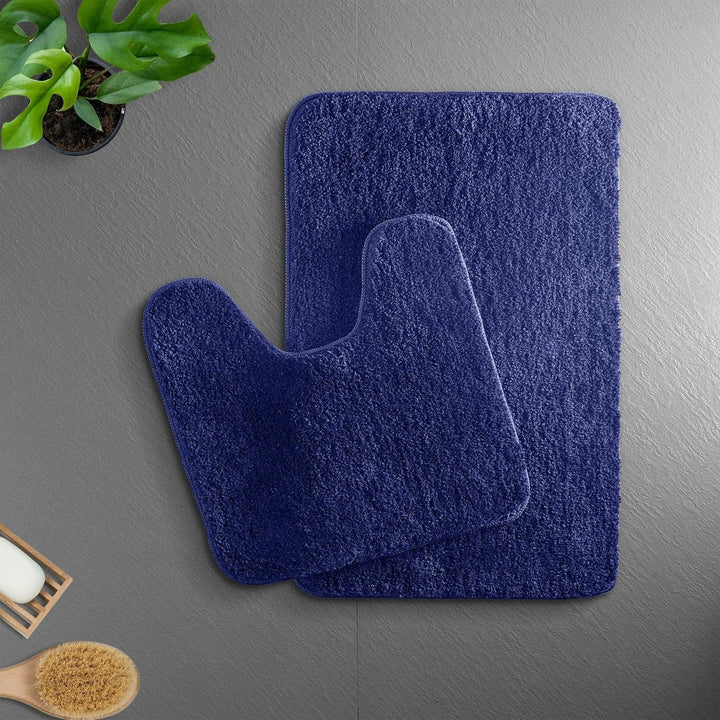VeluSoft Plush Microfiber Bath Mat | Quick-Absorbing, Non-Slip Bathroom Rug for Comfort and Safety - Medieval Blue