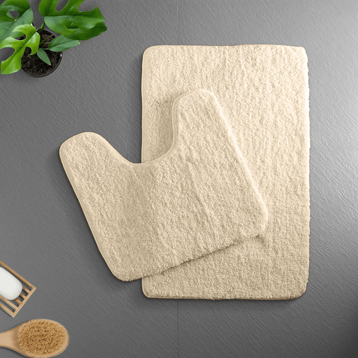 VeluSoft Plush Microfiber Bath Mat | Quick-Absorbing, Non-Slip Bathroom Rug for Comfort and Safety - Light Beige