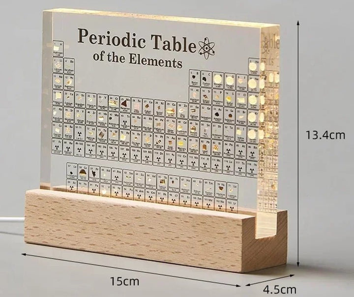 Real Element Periodic Table with LED Base: Premium Desktop Science Museum &amp; Gift - Velloraco