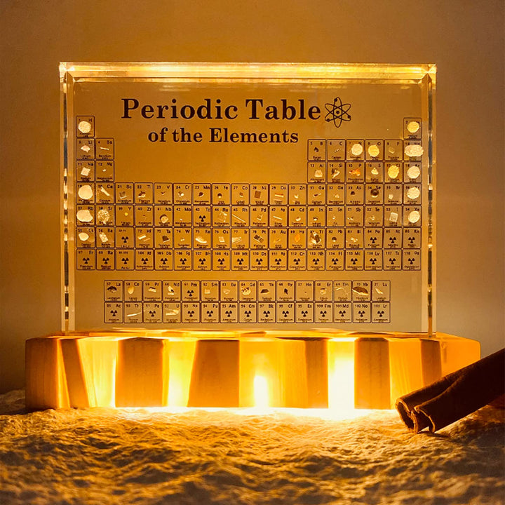 Real Element Periodic Table with LED Base: Premium Desktop Science Museum &amp; Gift - Velloraco