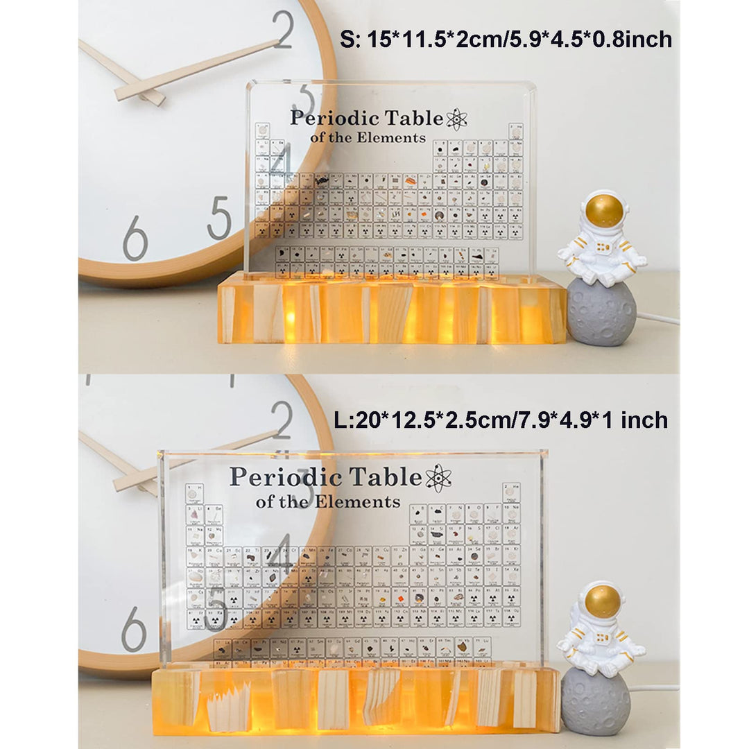 Real Element Periodic Table with LED Base: Premium Desktop Science Museum &amp; Gift - Velloraco