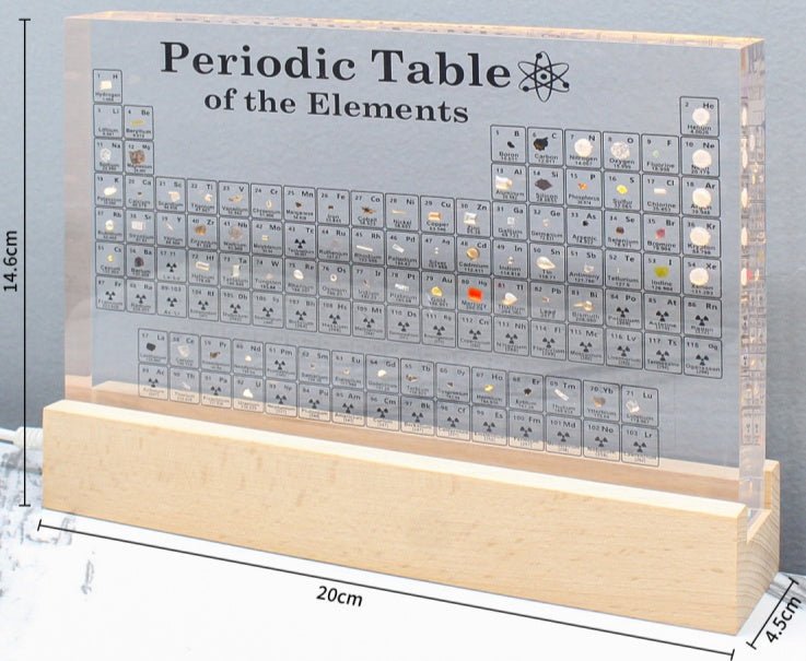 Real Element Periodic Table with LED Base: Premium Desktop Science Museum &amp; Gift - Velloraco
