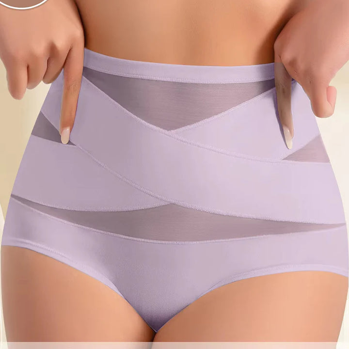 (Buy 1 Get 3)High-Waist Cross Tummy Control Panties – Plus-Size Friendly