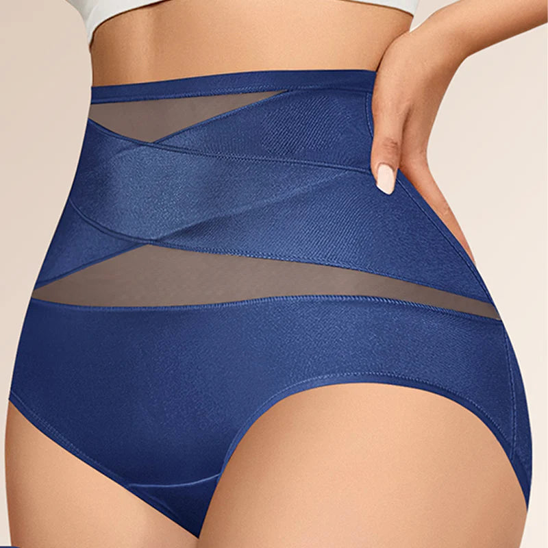 (Buy 1 Get 3)High-Waist Cross Tummy Control Panties – Plus-Size Friendly