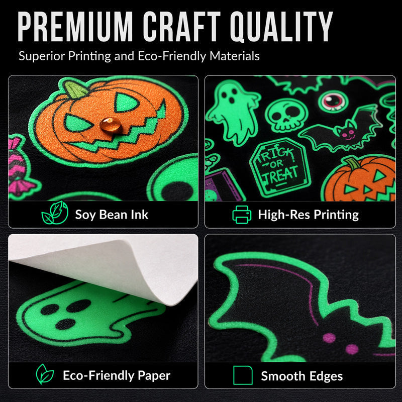 Glow-in-the-Dark Halloween Temporary Tattoos for Kids — Waterproof, Long-Lasting Party Stickers