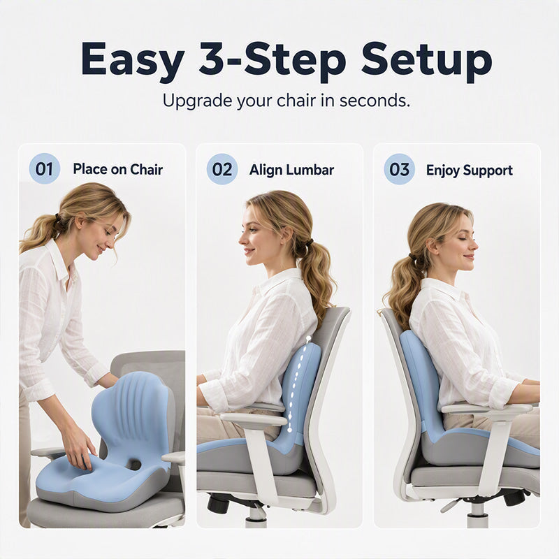 All‑Day Comfort Cushion – Lumbar &amp; Seat Support in One