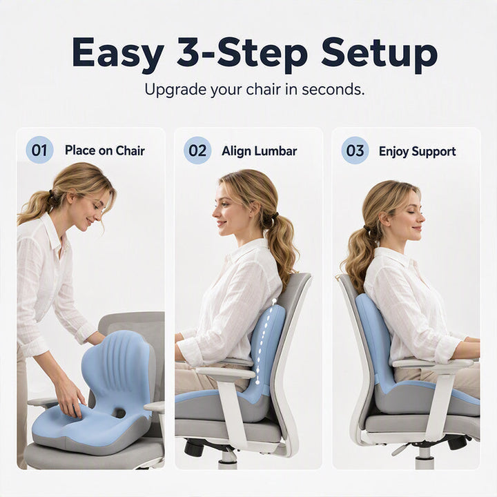 All‑Day Comfort Cushion – Lumbar &amp; Seat Support in One