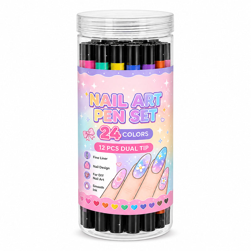 💅🎨 40% OFF! 24-Color Dual-Tip Nail Art Pens ✨ DIY Your Own Halloween, Christmas &amp; Everyday Nail Designs 🎃🎄
