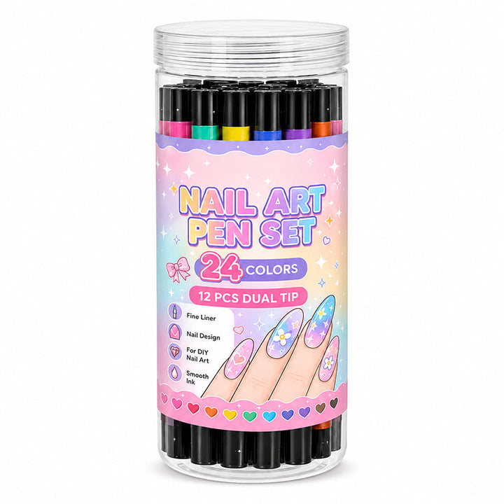 💅🎨 40% OFF! 24-Color Dual-Tip Nail Art Pens ✨ DIY Your Own Halloween, Christmas &amp; Everyday Nail Designs 🎃🎄