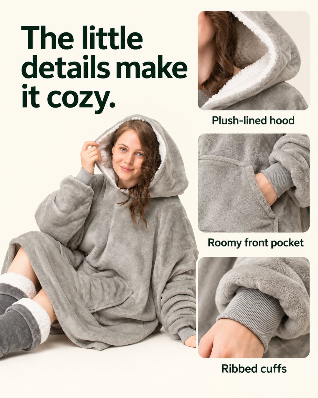 Oversized Fleece Hoodie Blanket 03-details