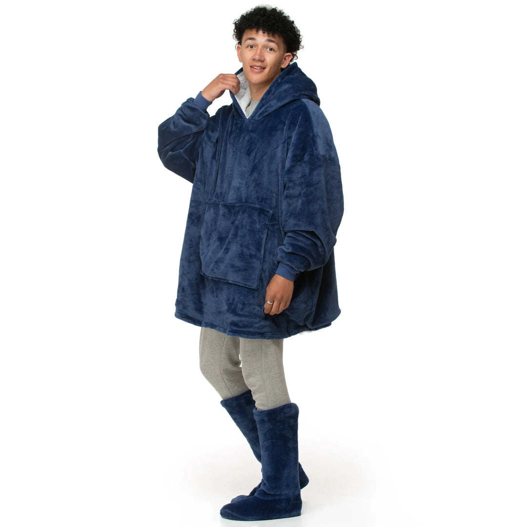 Oversized Fleece Hoodie Blanket — variant-navy