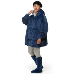 Oversized Fleece Hoodie Blanket — variant-navy