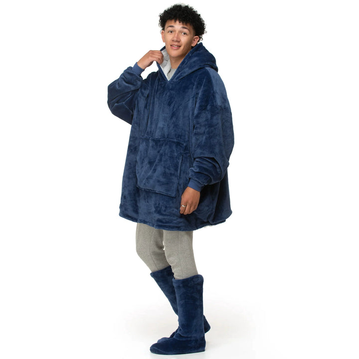 Oversized Fleece Hoodie Blanket — variant-navy