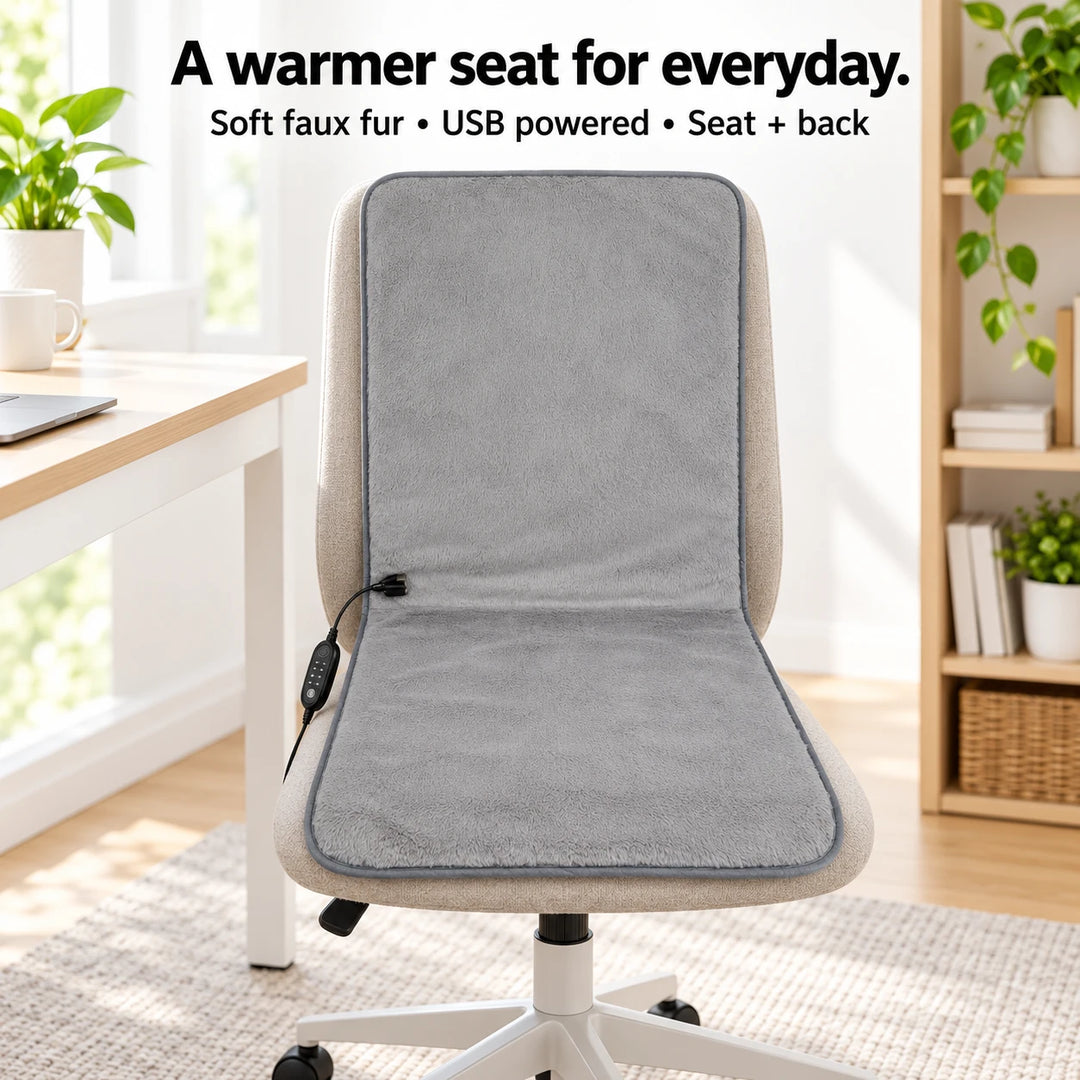 USB Heated Seat & Back Pad — Faux Fur, 45 × 110 cm 01-hero