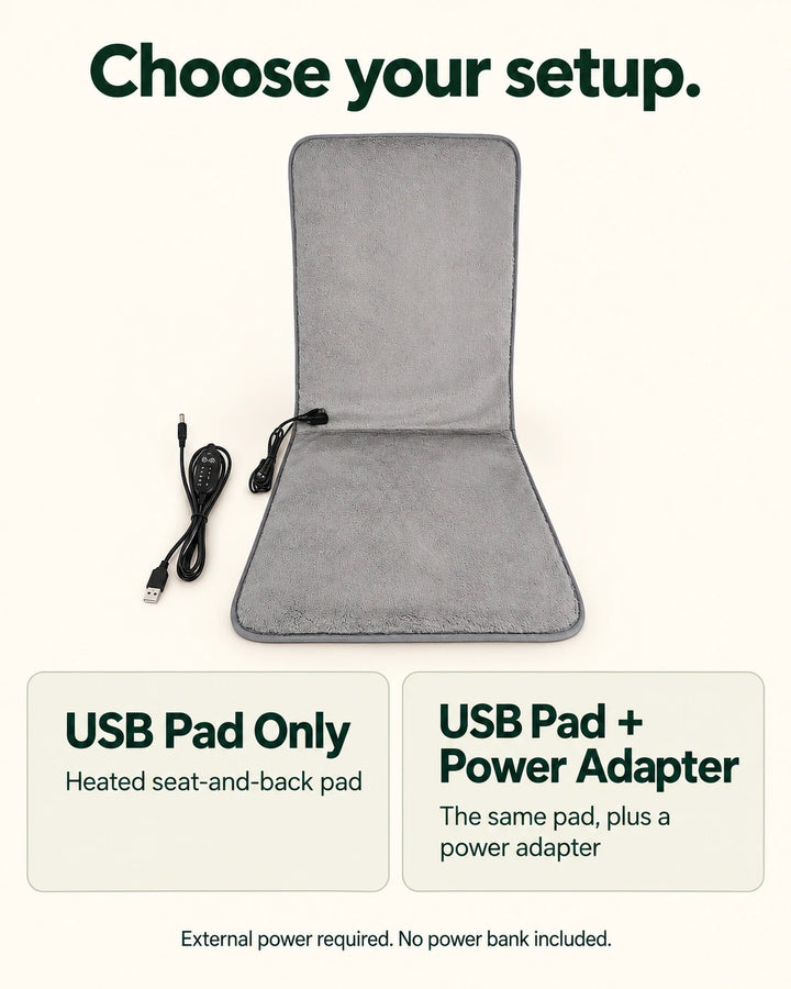 USB Heated Seat &amp; Back Pad — Faux Fur, 45 × 110 cm 04-options