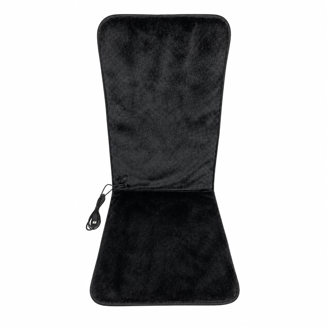 USB Heated Seat &amp; Back Pad — Faux Fur, 45 × 110 cm — variant-black