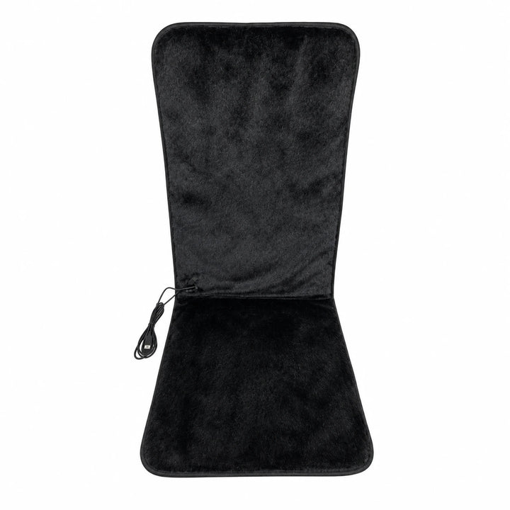 USB Heated Seat &amp; Back Pad — Faux Fur, 45 × 110 cm — variant-black